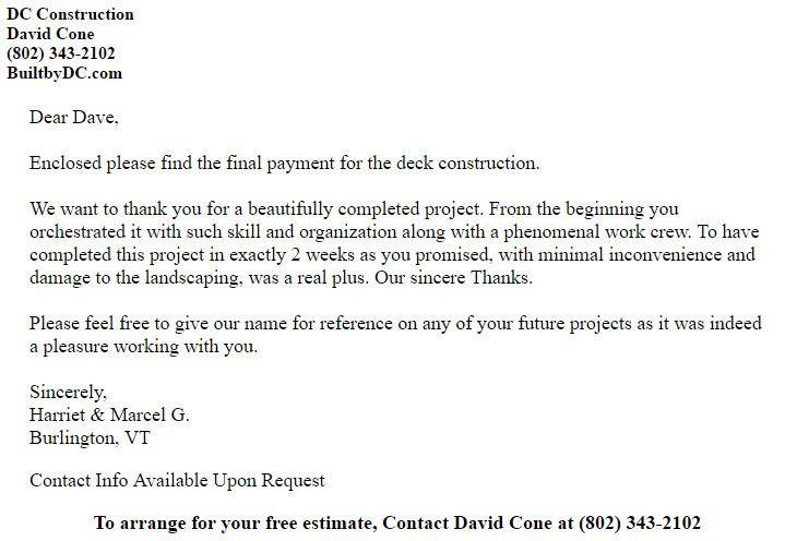 Thank You Letter For Project Completion from www.builtbydc.com